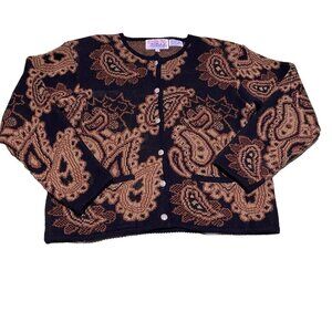 Tally Ho Acrylic Cardigan Sweater Womens Large Vintage 90s Knit Buttons
